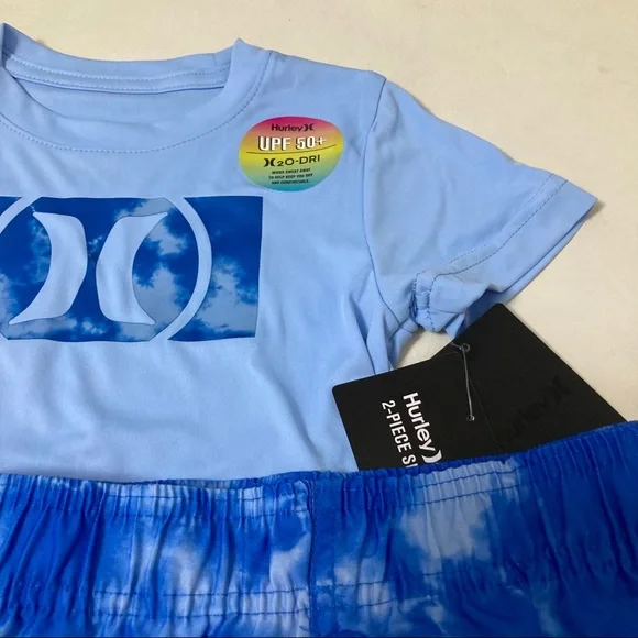 Hurley cute blue tie-dye UPF50+ active shorts set 4058 - Picture 6 of 8